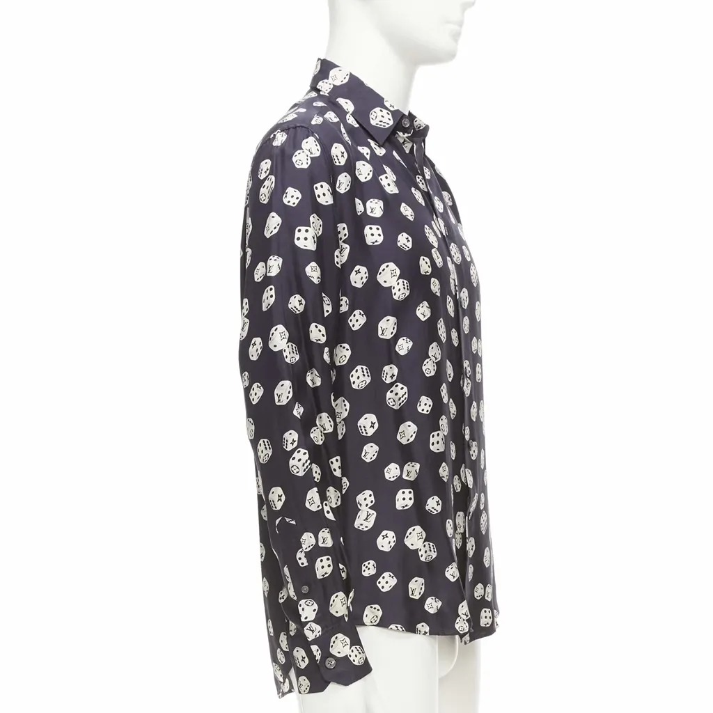 Louis Vuitton Navy Print Shirt Navy Never worn - Model View