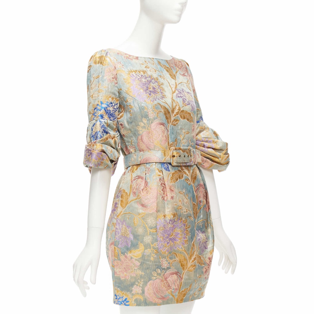 Andrew Gn Lurex Belted Dress - Image 6