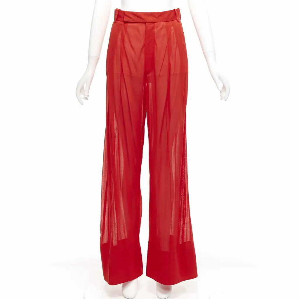 Celine Sheer Wide Pants Red Viscose Never worn, with tag - Front View