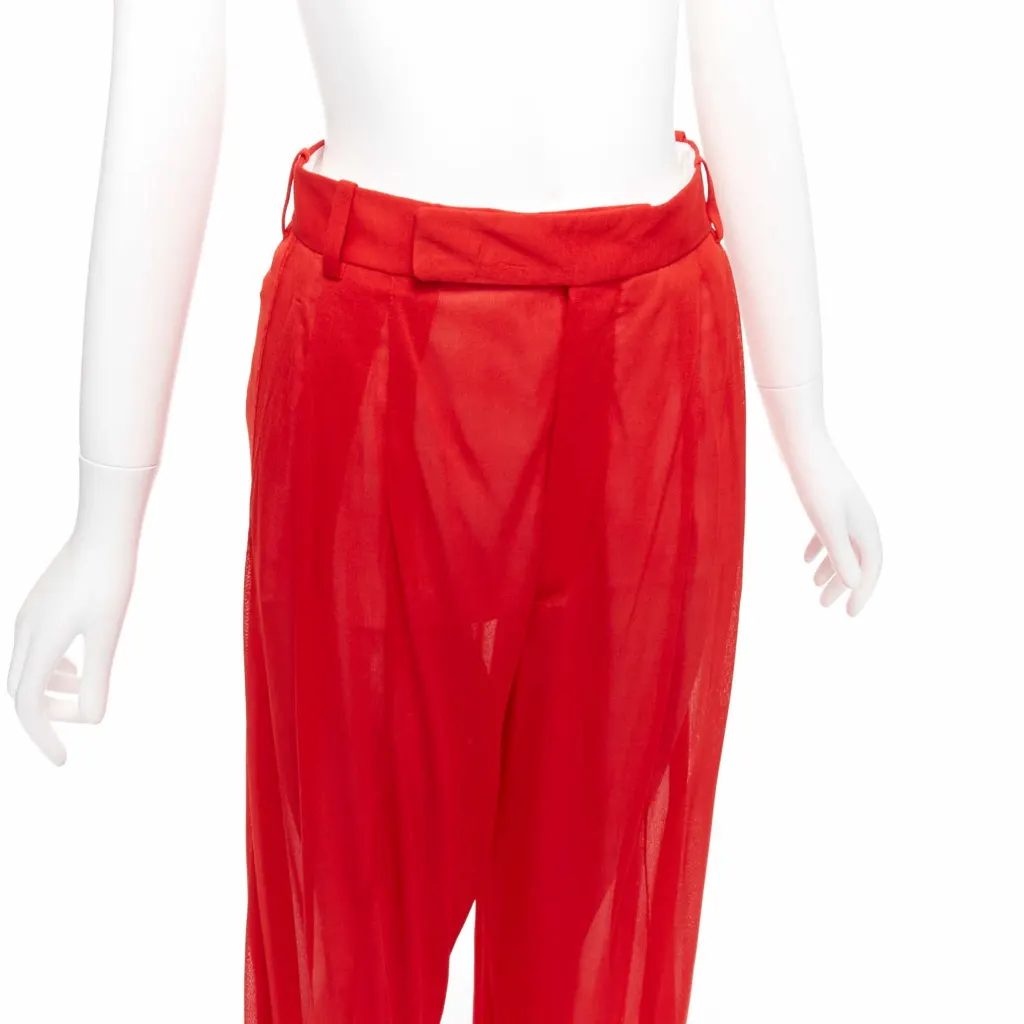 Celine Sheer Wide Pants Red Viscose Never worn, with tag - Back View