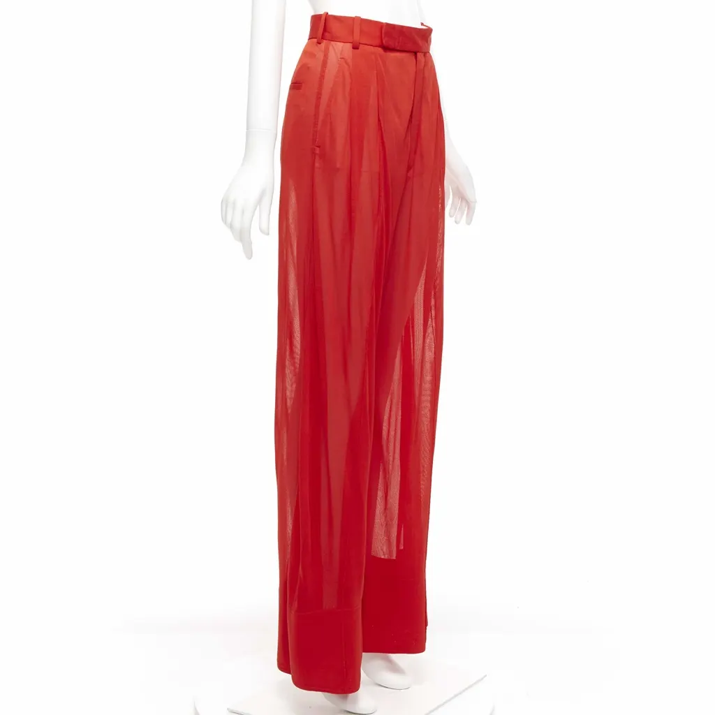 Celine Sheer Wide Pants Red Viscose Never worn, with tag - Inside View