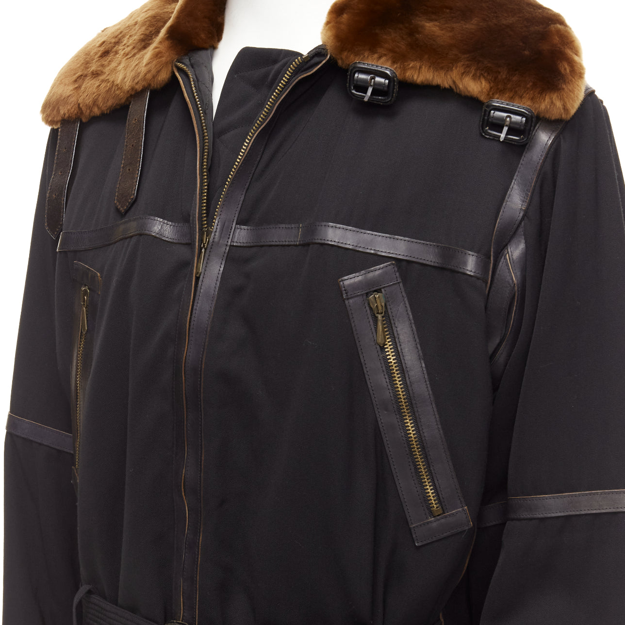 Jean Paul Gaultier Black Aviator Jacket - Back view