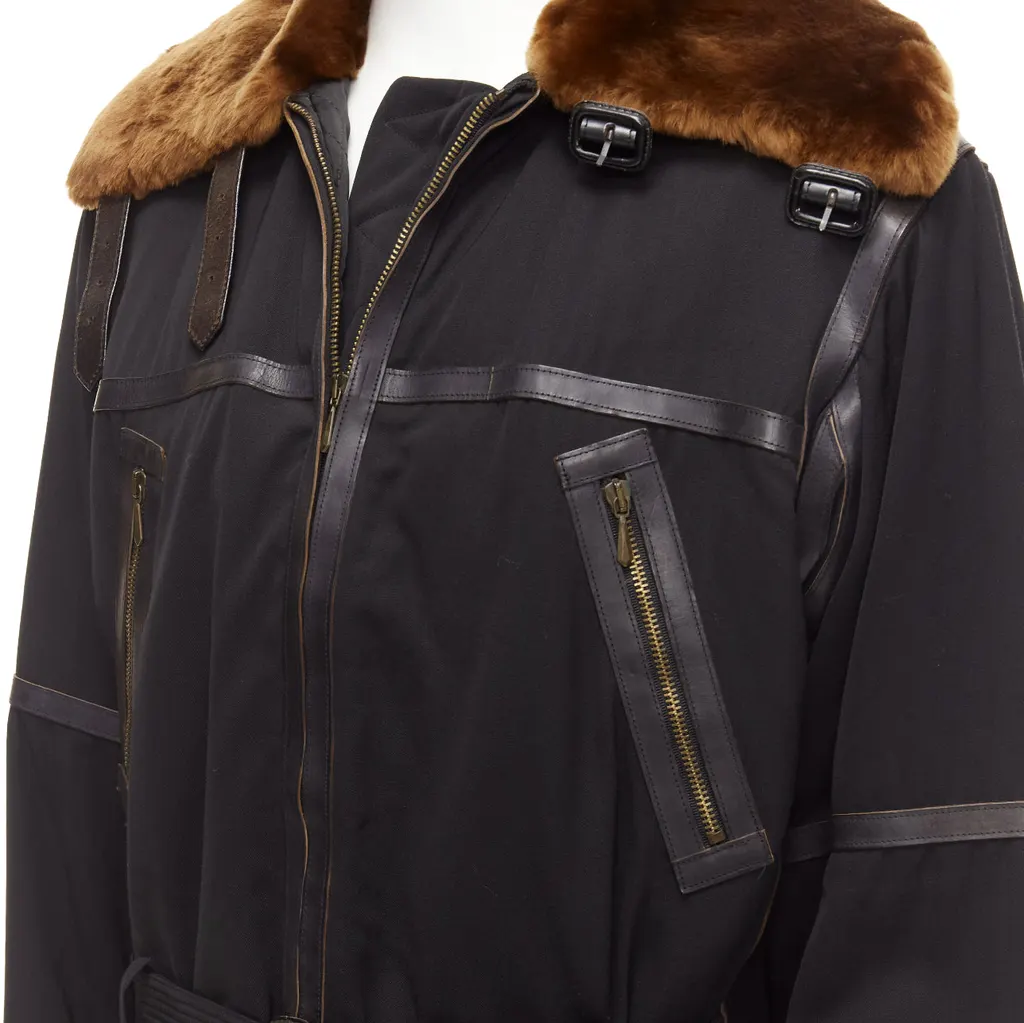 Jean Paul Gaultier Black Aviator Jacket Black Wool Good - Back View
