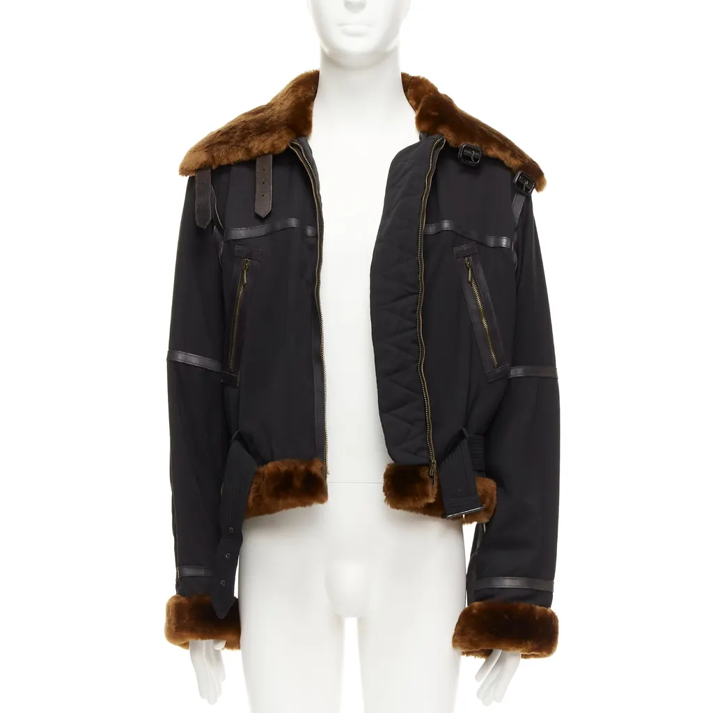 Jean Paul Gaultier Black Aviator Jacket Black Wool Good - Inside View