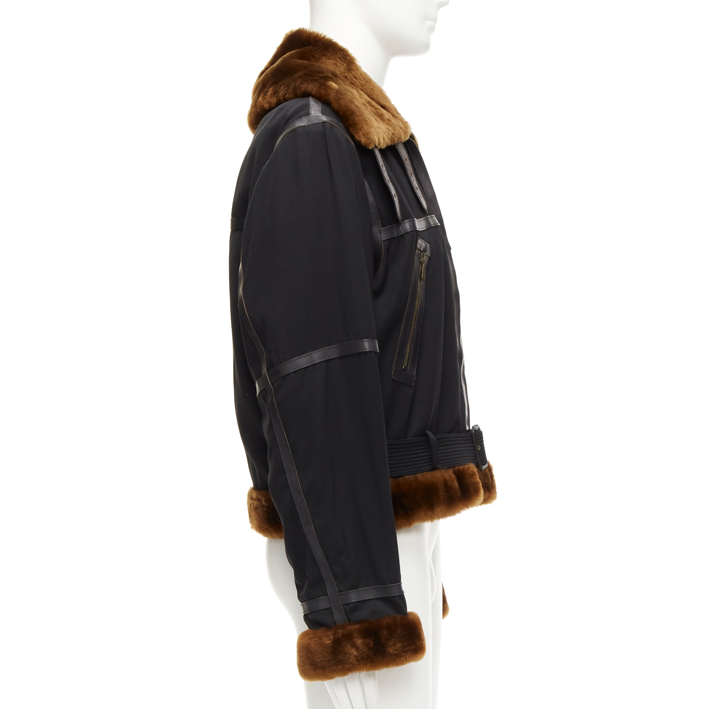 Jean Paul Gaultier Black Aviator Jacket - Side view