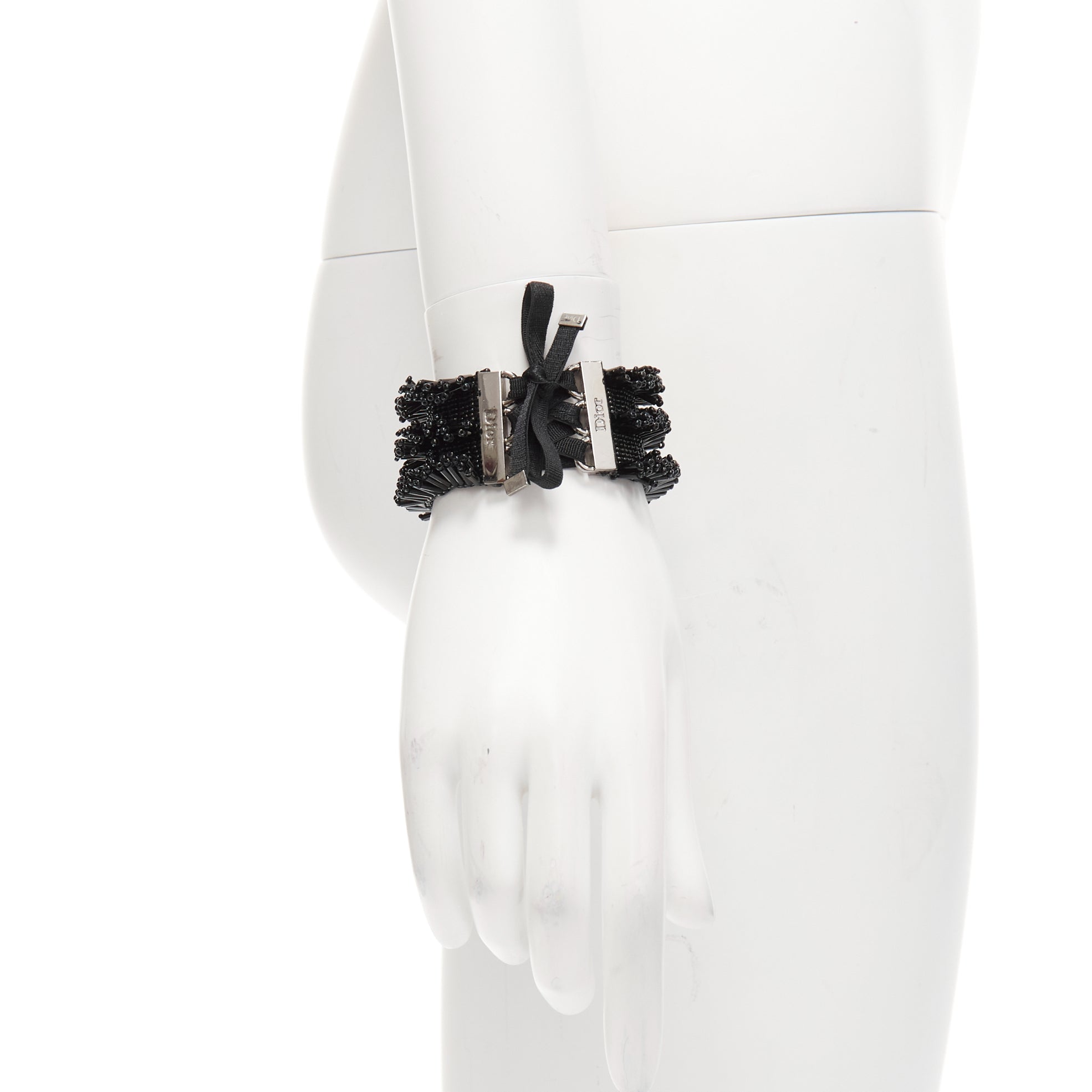 Dior Black Beaded Corset Bracelet