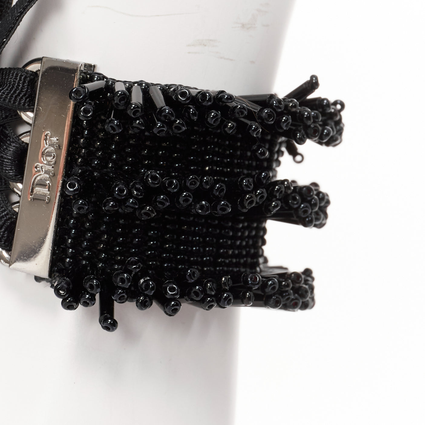 Dior Black Beaded Corset Bracelet - Back view