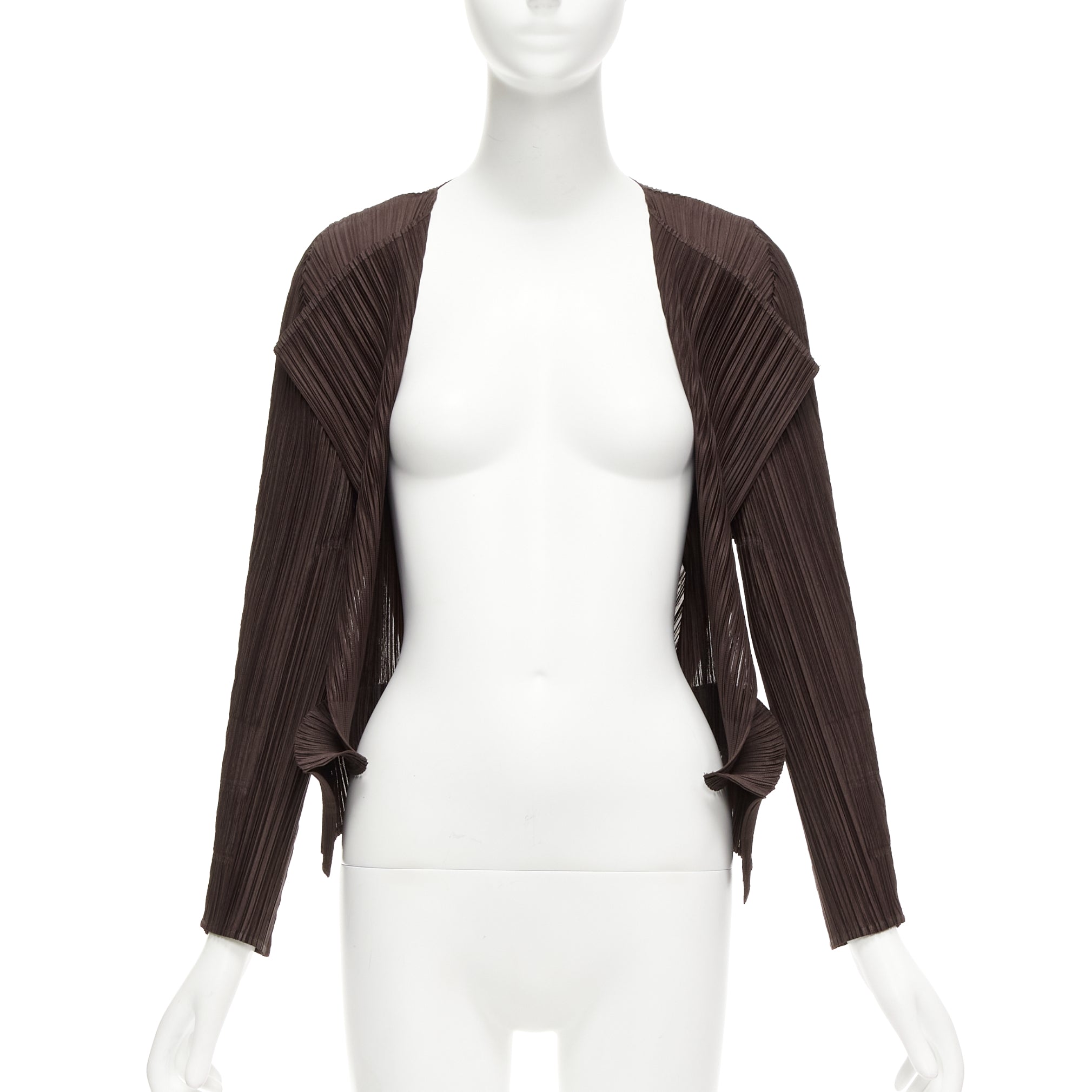 Issey Miyake Brown Plisse Cardigan