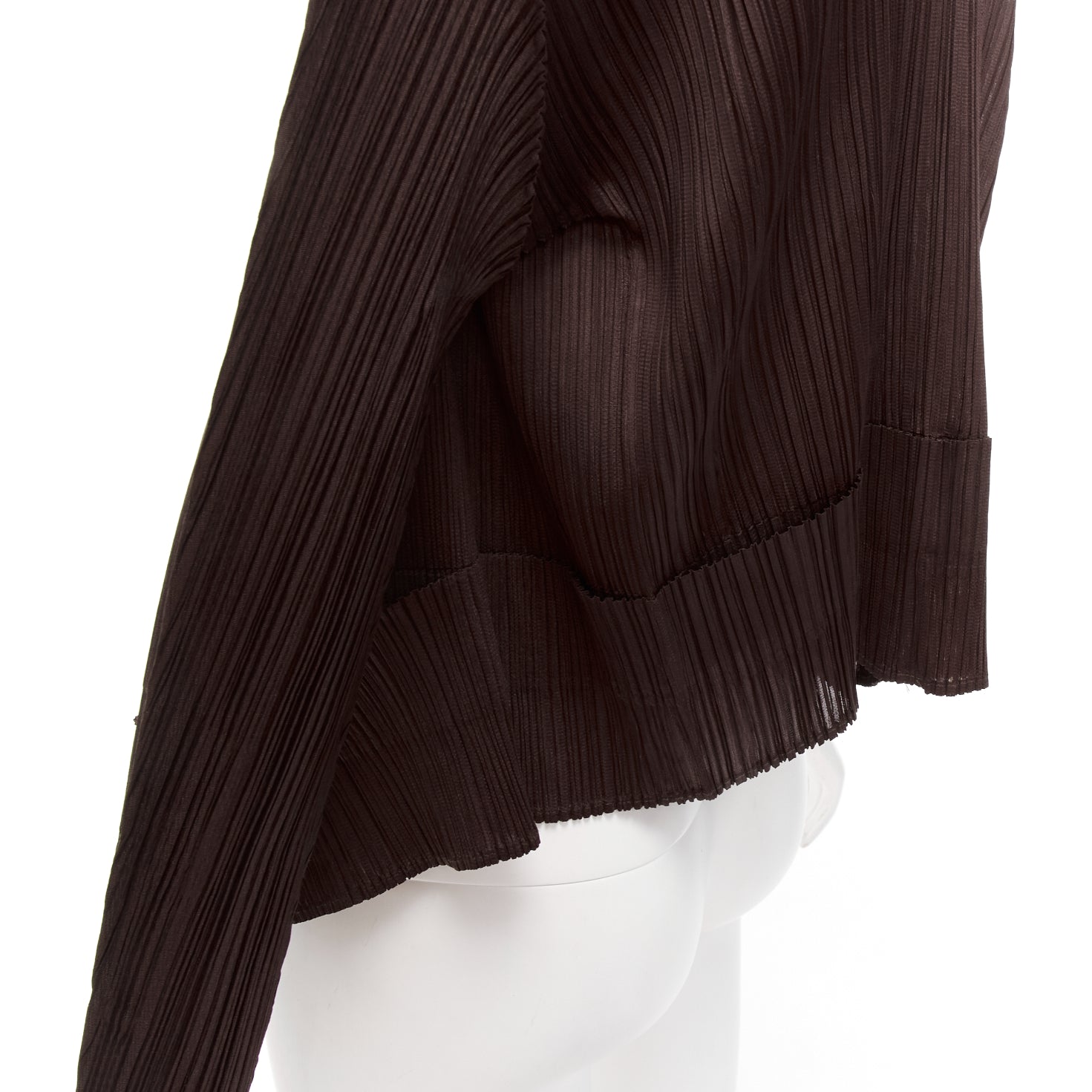 Issey Miyake Brown Plisse Cardigan - Back view