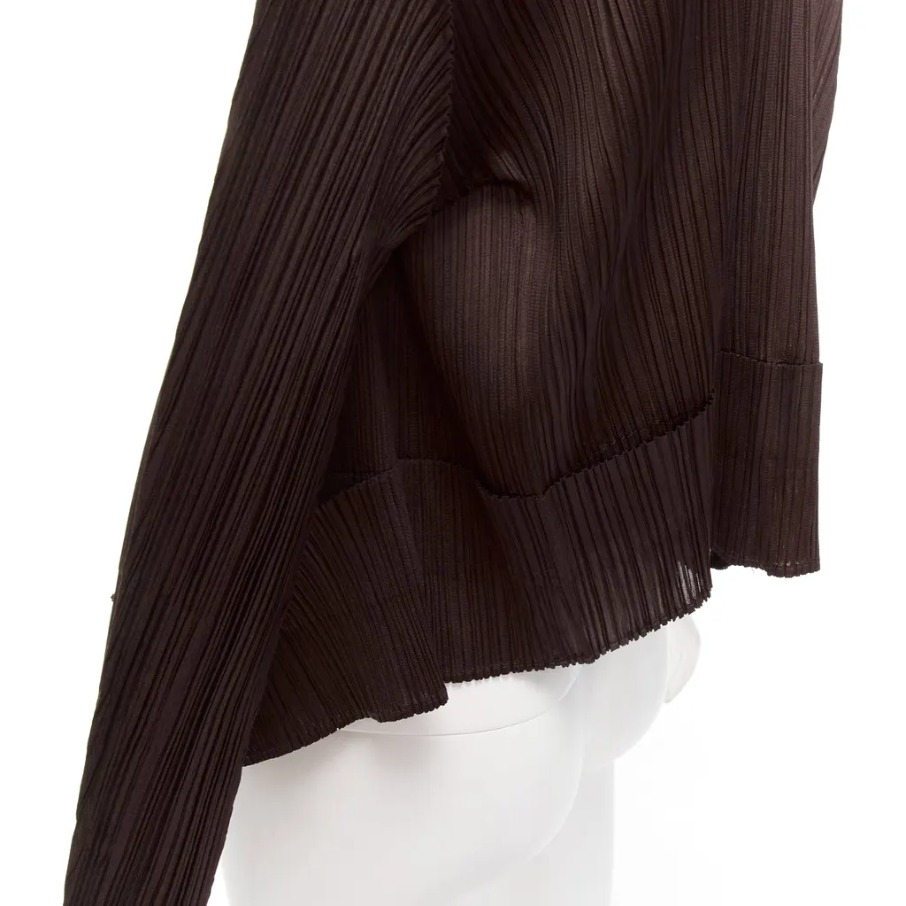 Issey Miyake Brown Plisse Cardigan Brown Polyester Never worn - Back View