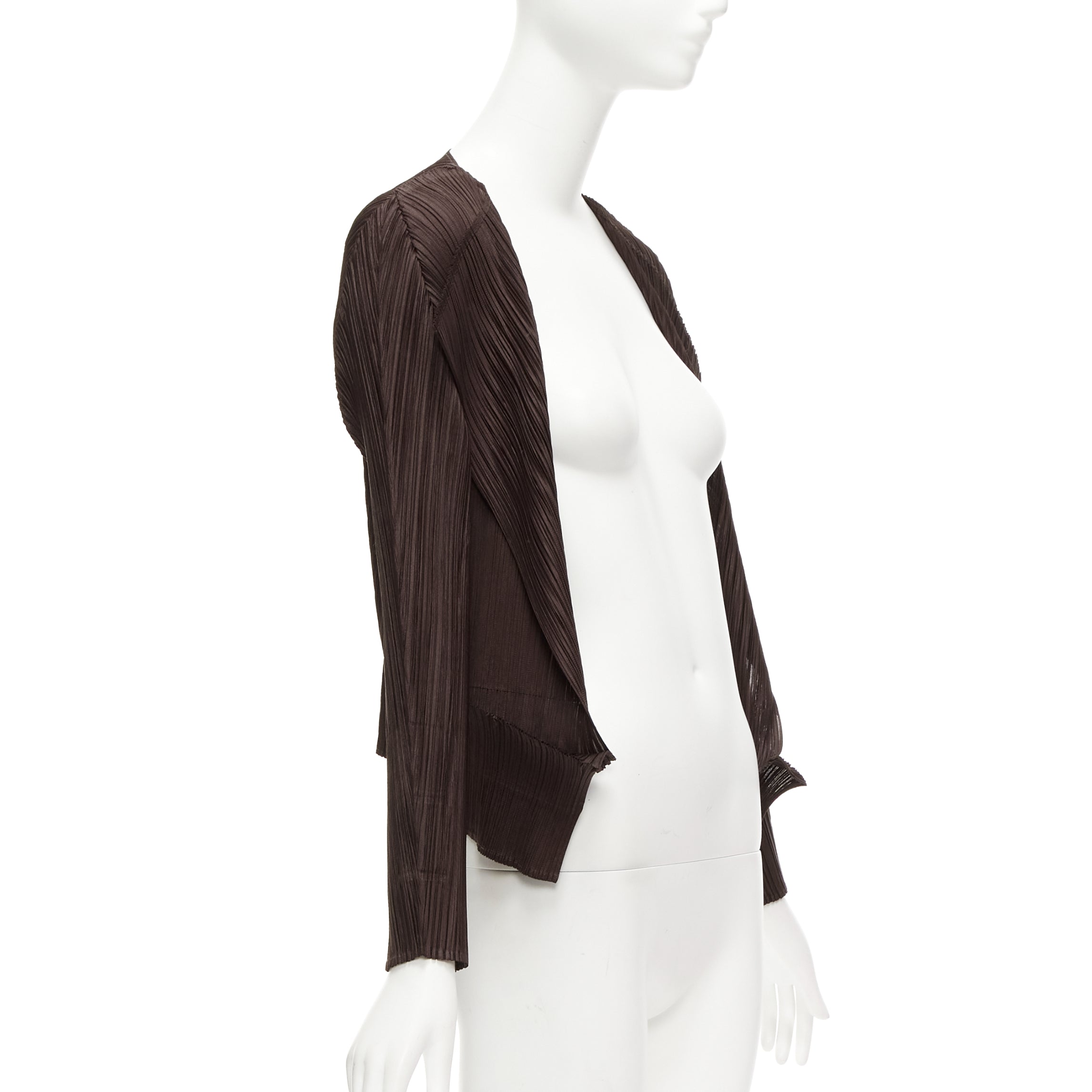 Issey Miyake Brown Plisse Cardigan - Image 6