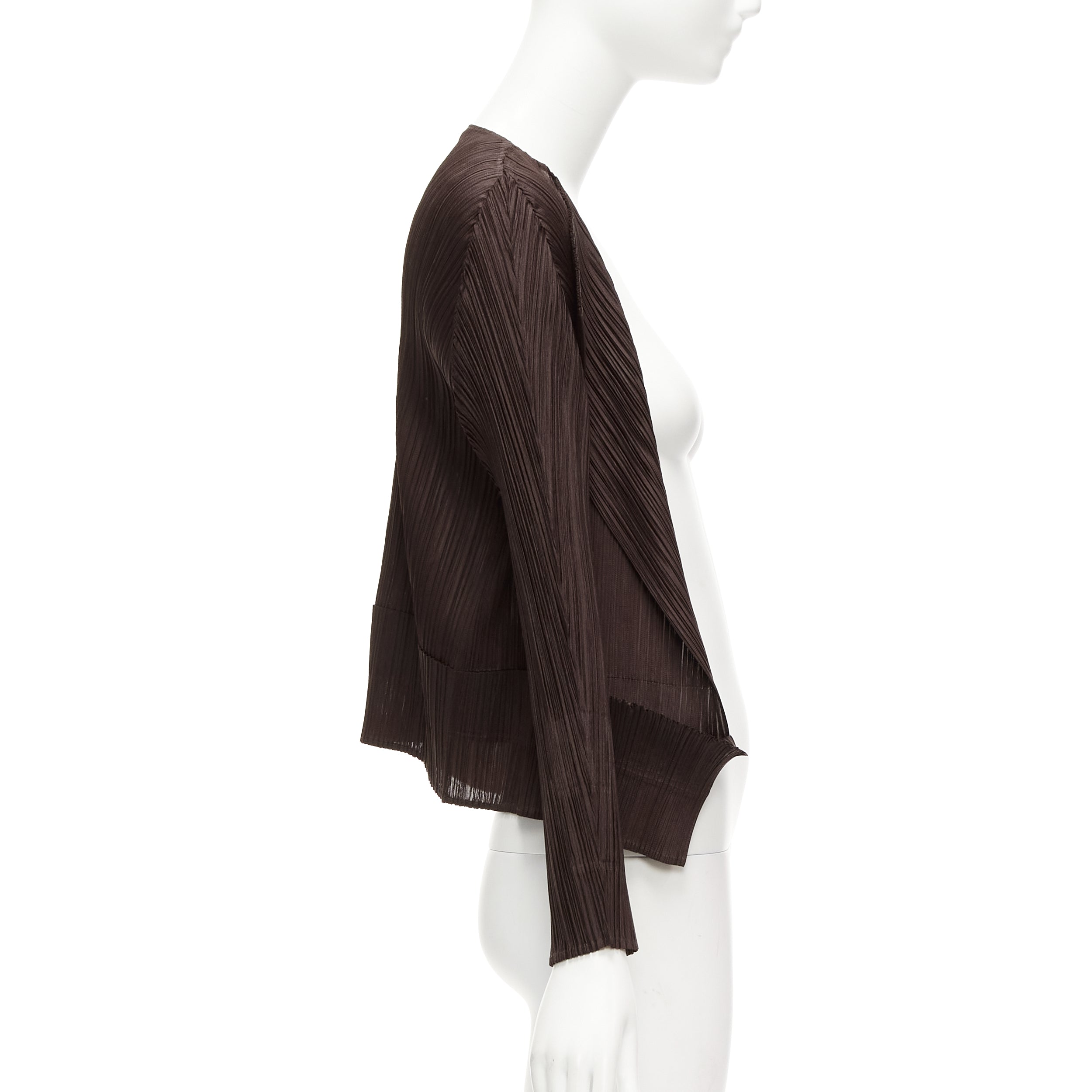 Issey Miyake Brown Plisse Cardigan - 4