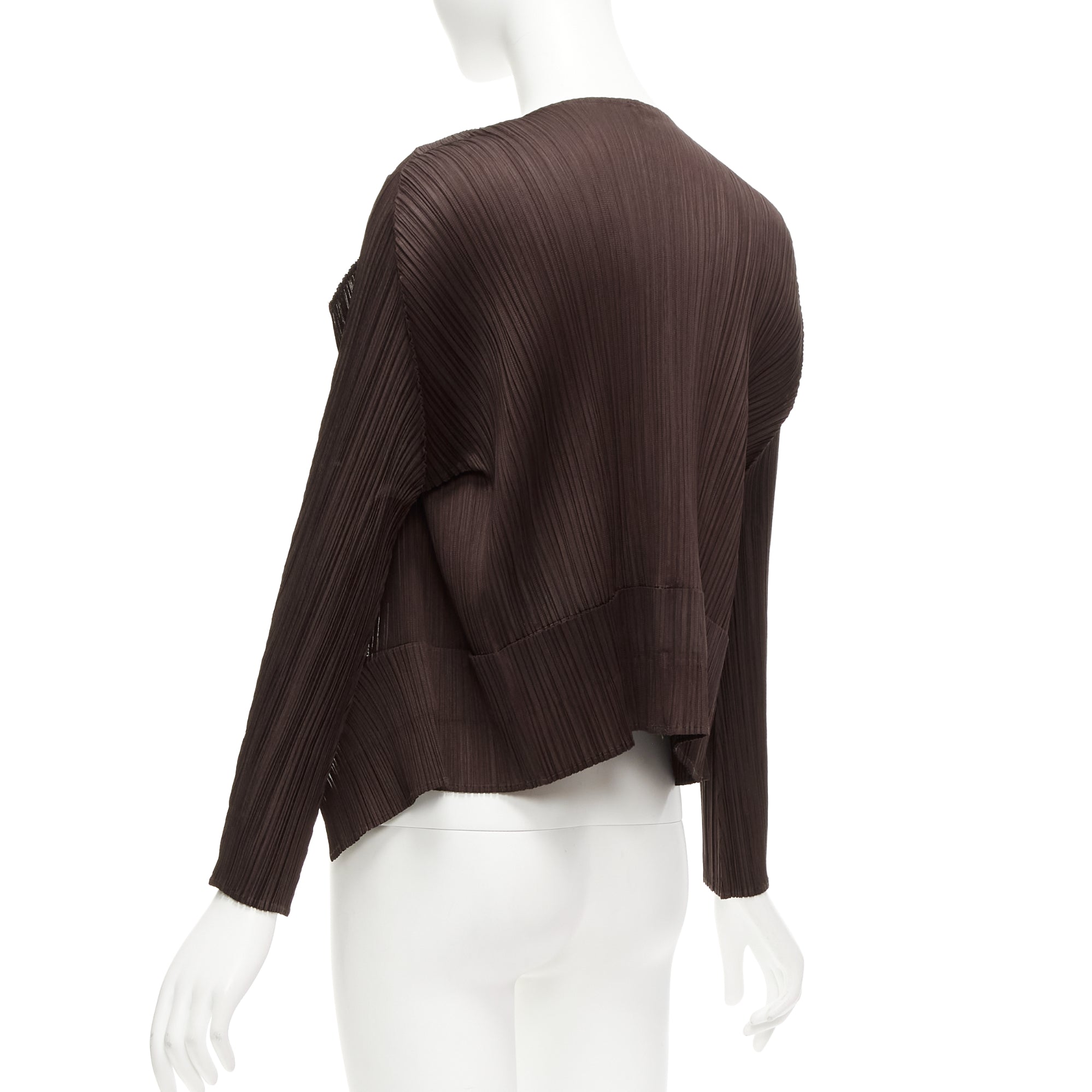 Issey Miyake Brown Plisse Cardigan - Detail 1