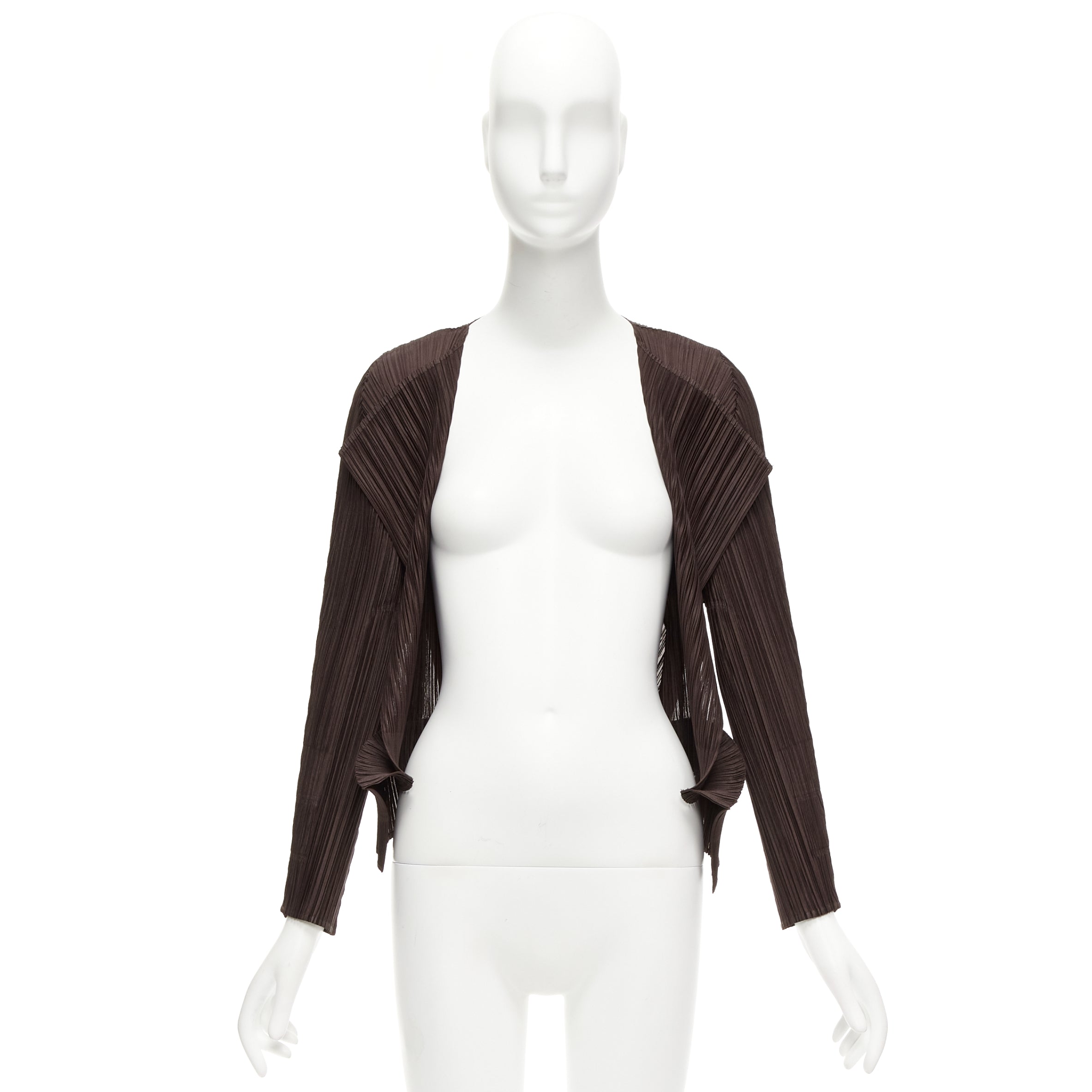 Issey Miyake Brown Plisse Cardigan - Image 11