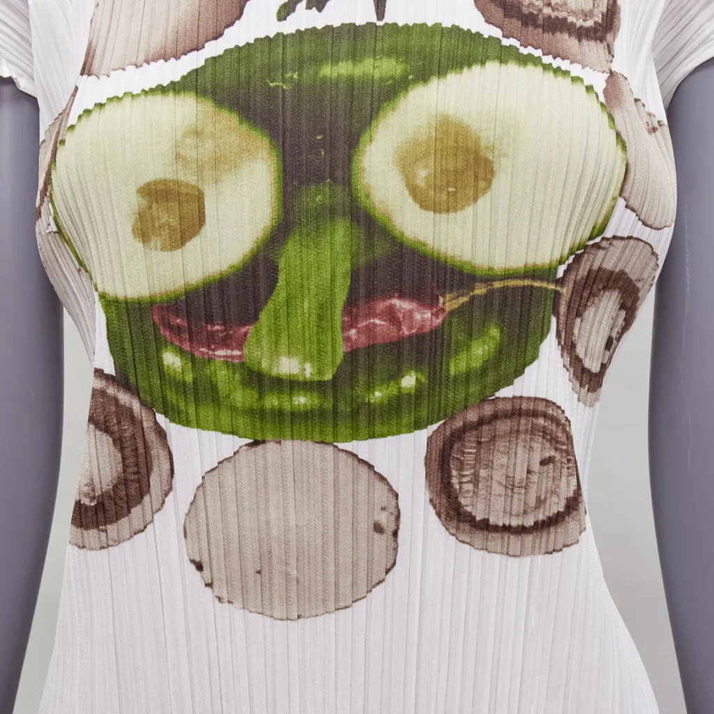 Issey Miyake Cucumber Print Top White Polyester Never worn - Back View