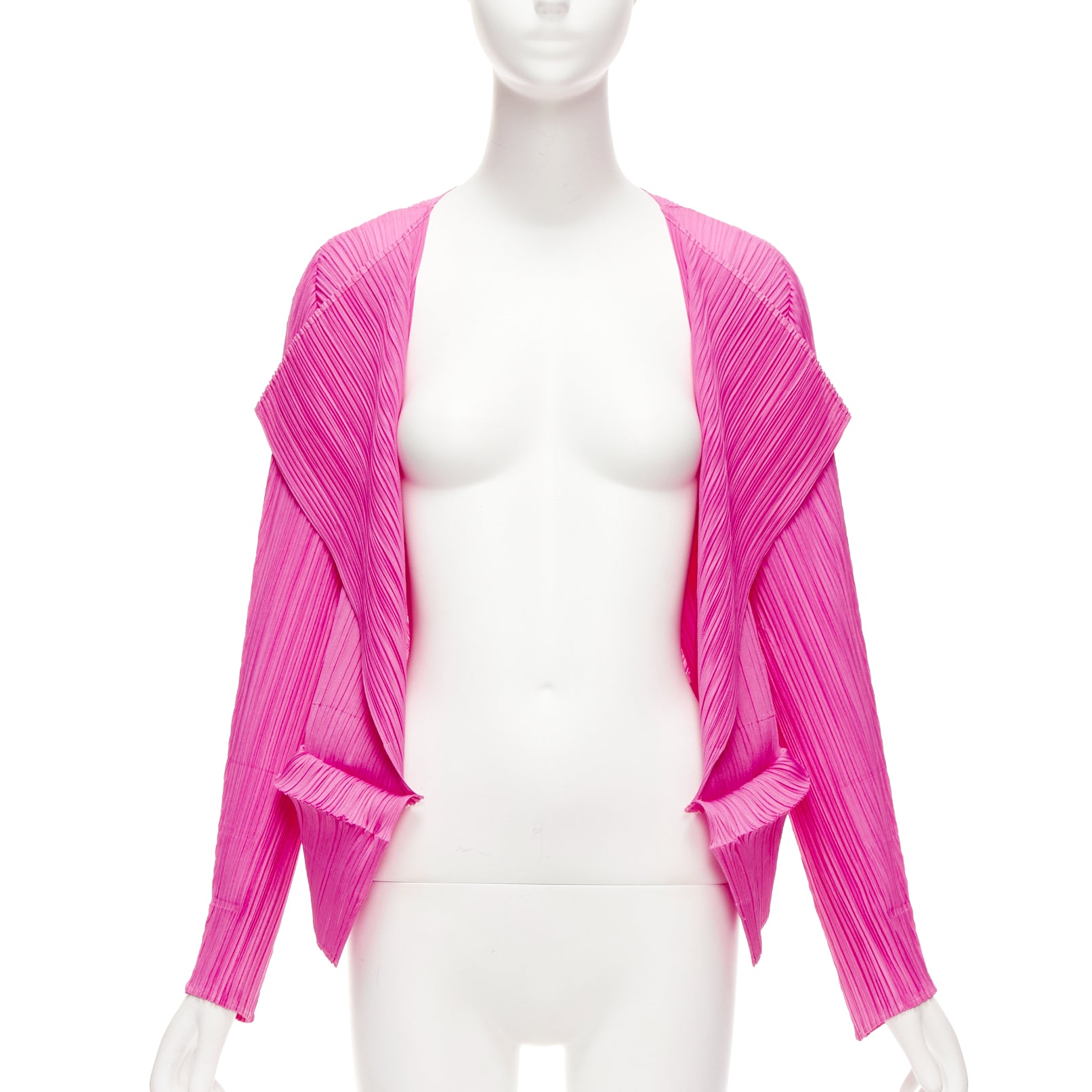 Issey Miyake Pink Pleated Cardigan - Back view
