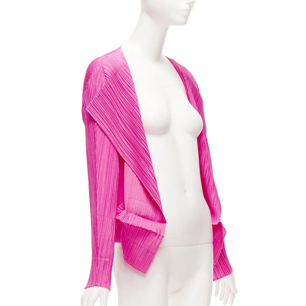 Issey Miyake Pink Pleated Cardigan Pink Polyester Never worn - Inside View