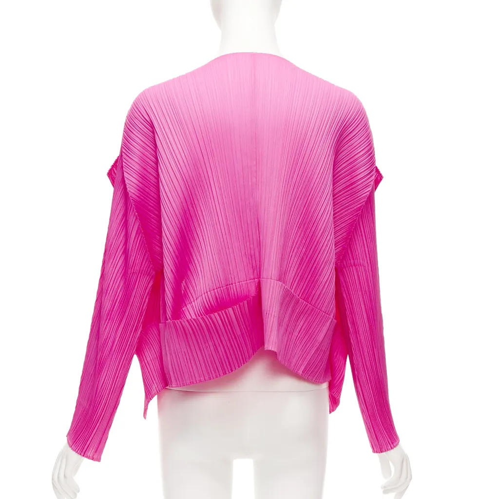 Issey Miyake Pink Pleated Cardigan Pink Polyester Never worn - Box View