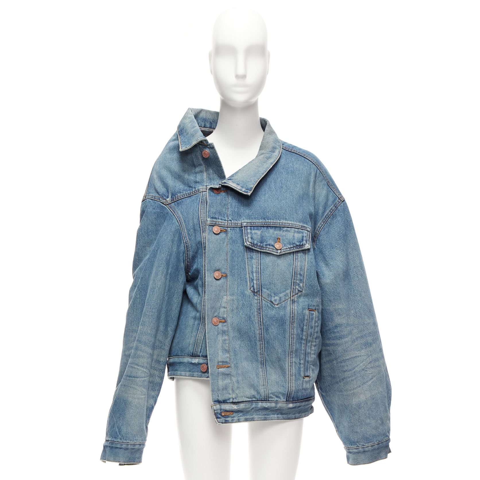 Balenciaga Washed Denim Deconstructed Jacket - Image 11