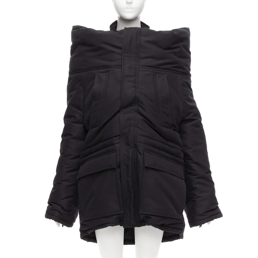 Balenciaga CB Parka 681495 Black Polyamide Never worn - Front View