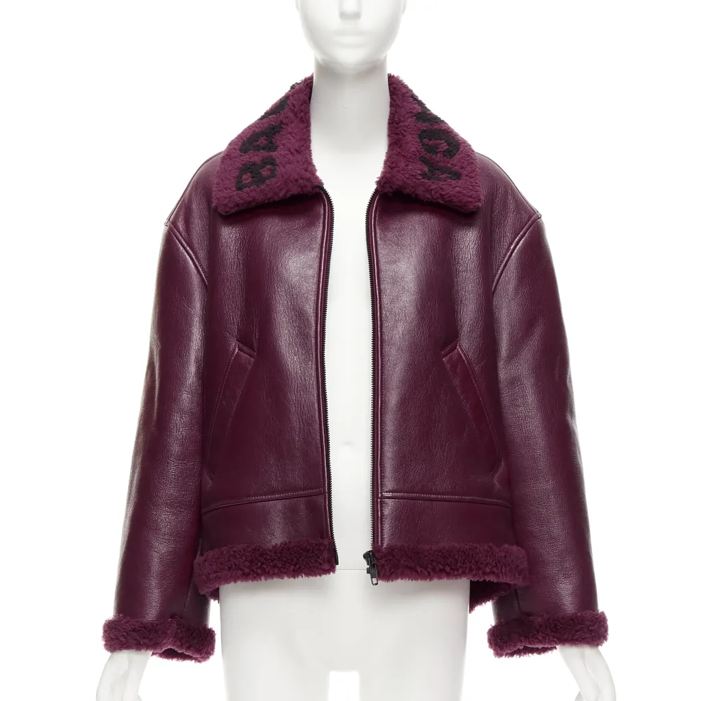 Balenciaga Shearling Bombardier Burgundy Fur Never worn, with tag - Inside View