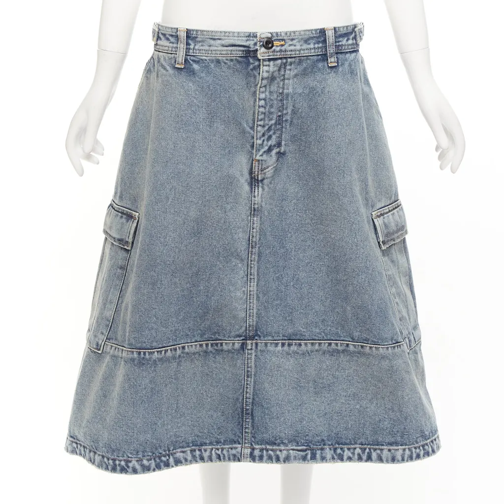 Balenciaga Cargo Denim Skirt Blue Never worn, with tag - Front View
