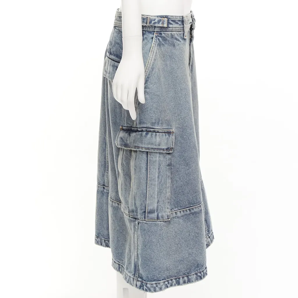 Balenciaga Cargo Denim Skirt Blue Never worn, with tag - Model View