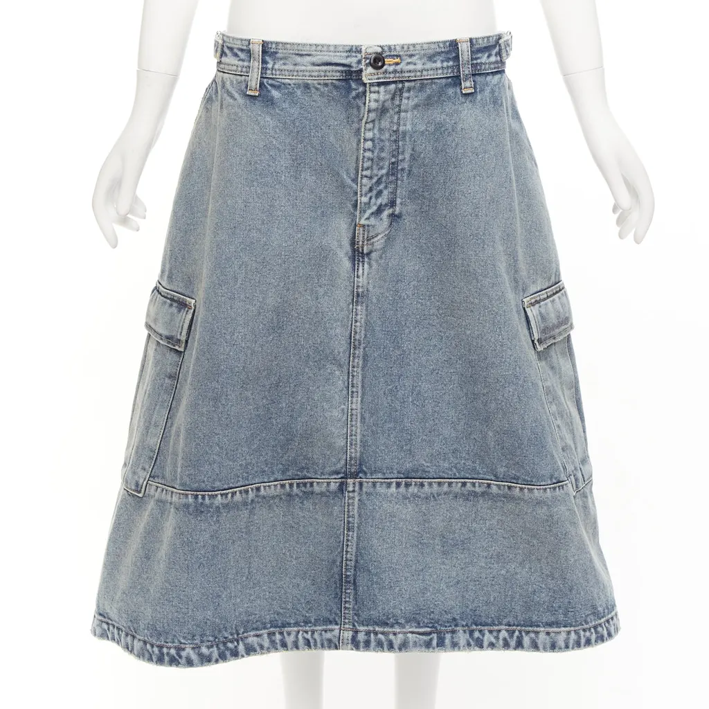 Balenciaga Cargo Denim Skirt Blue Cotton Never worn, with tag - Front View
