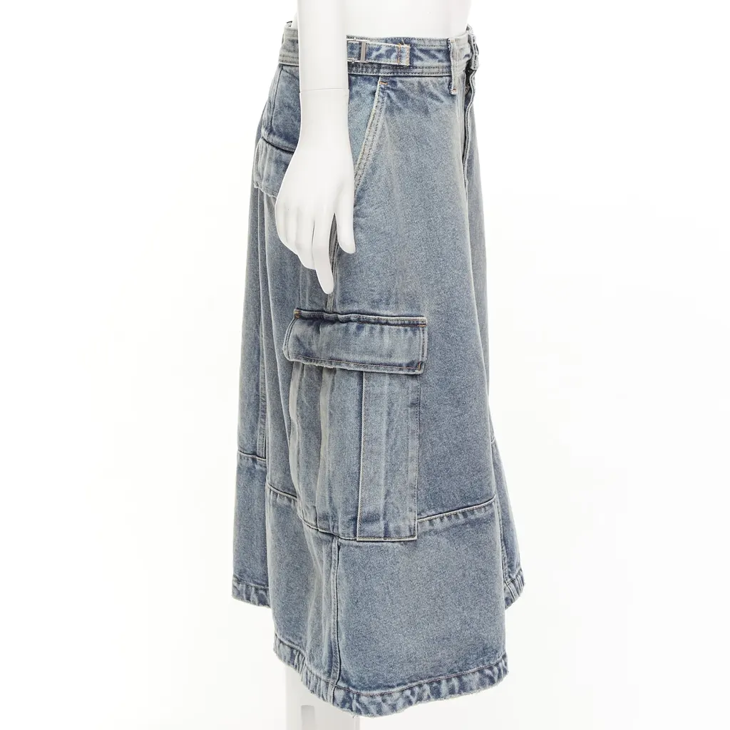 Balenciaga Cargo Denim Skirt Blue Cotton Never worn, with tag - Model View