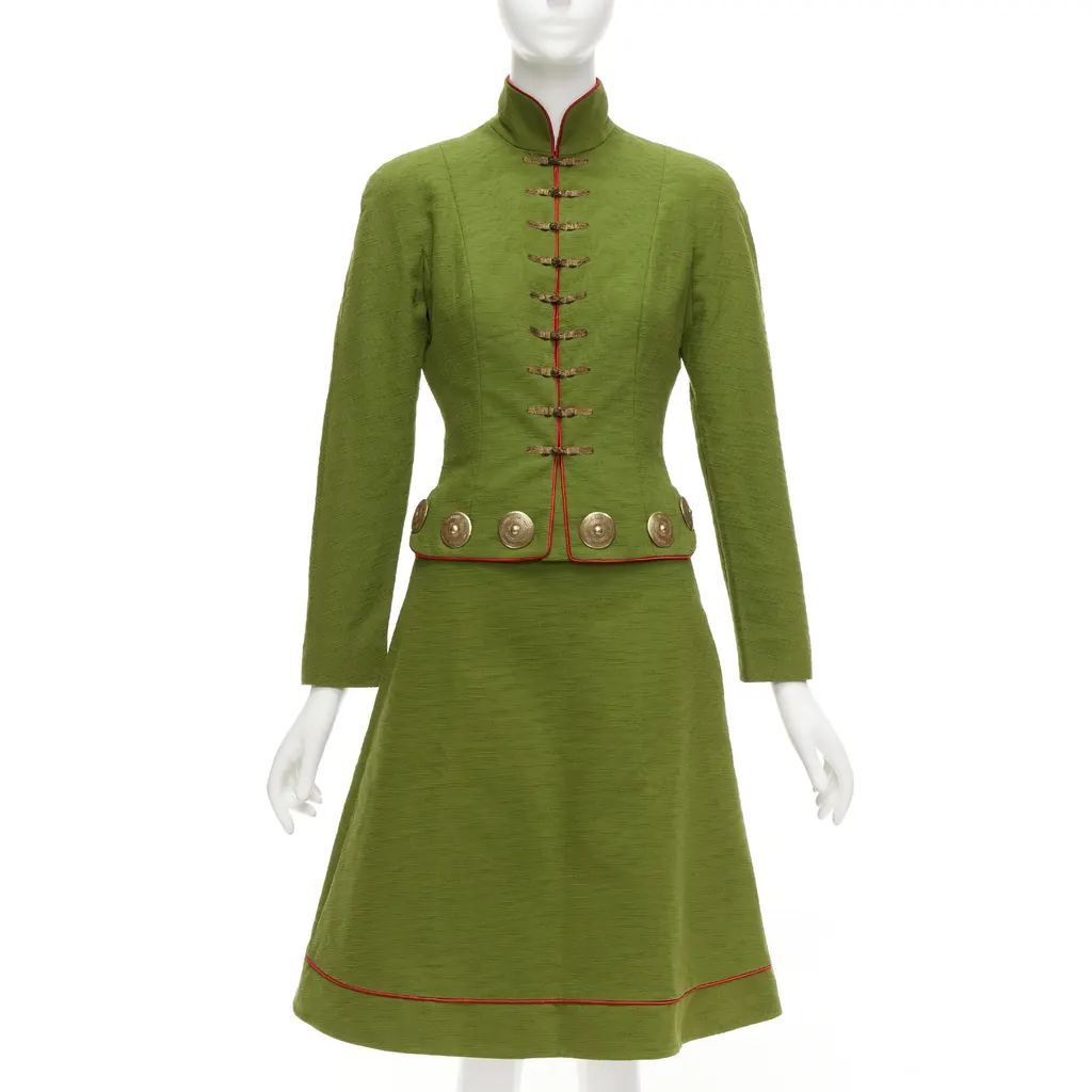 Dior Green Skirt Suit Green Cotton Never worn, with tag - Front View