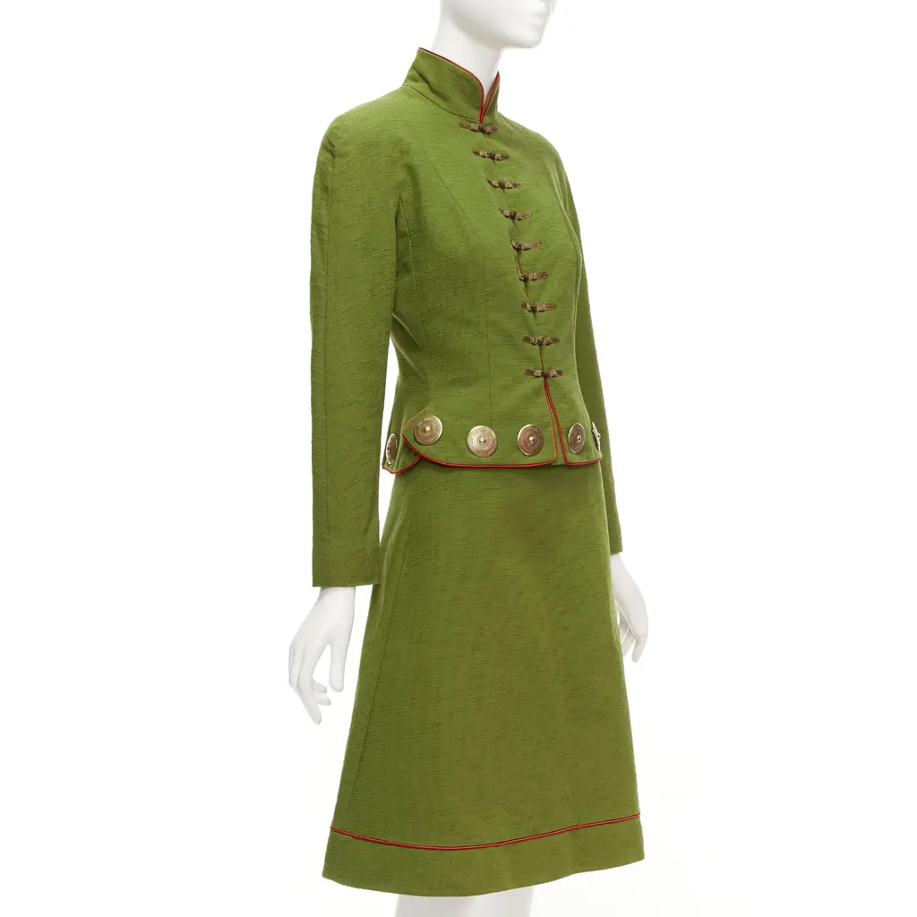 Dior Green Skirt Suit Green Cotton Never worn, with tag - Model View