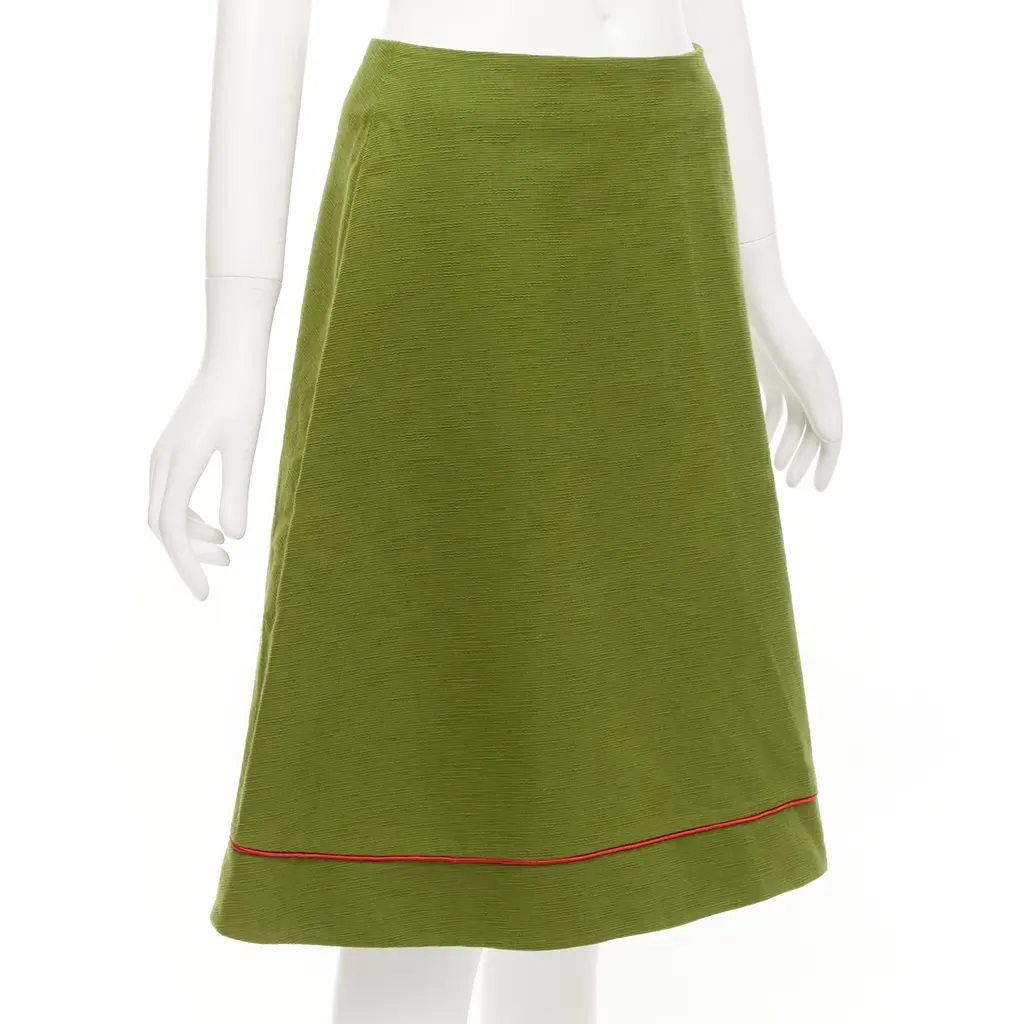 Dior Pique A-line Skirt Green Cotton Never worn, with tag - Back View