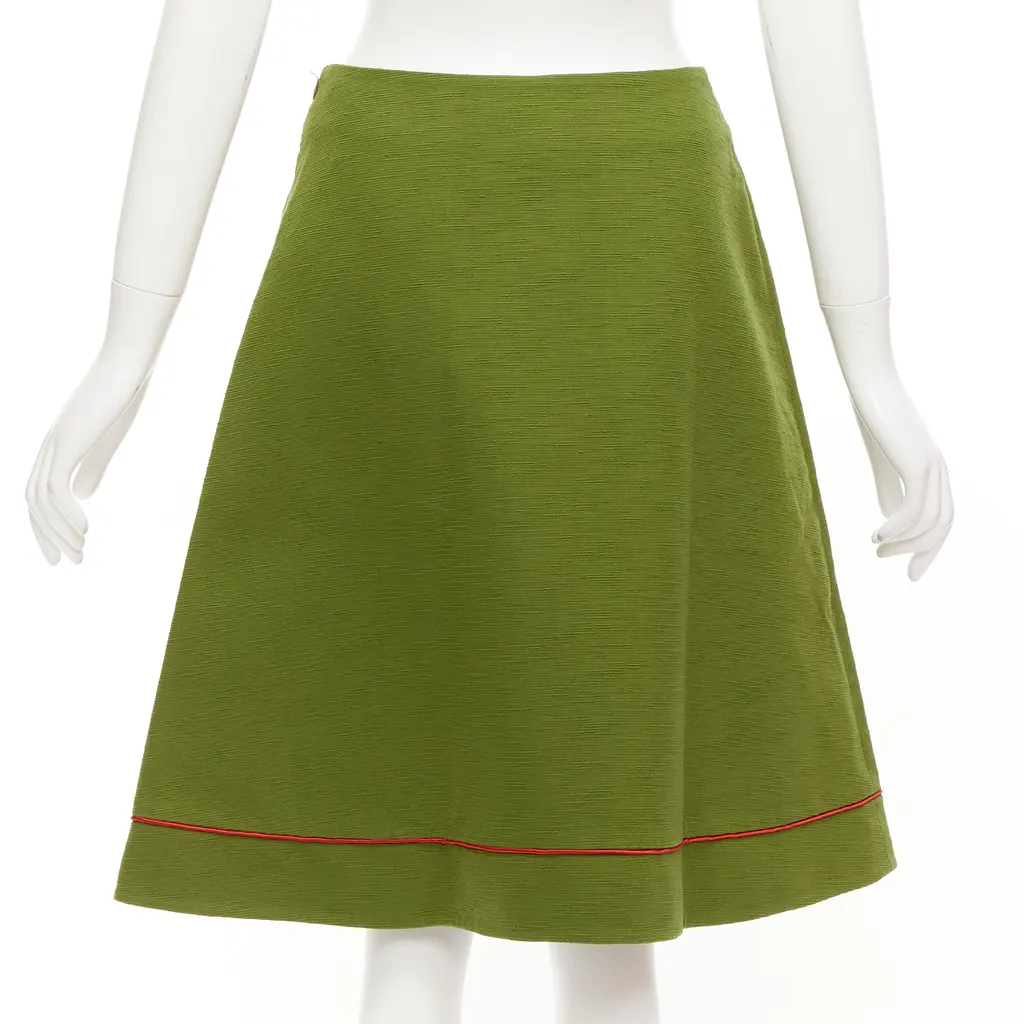 Dior Pique A-line Skirt Green Cotton Never worn, with tag - Model View
