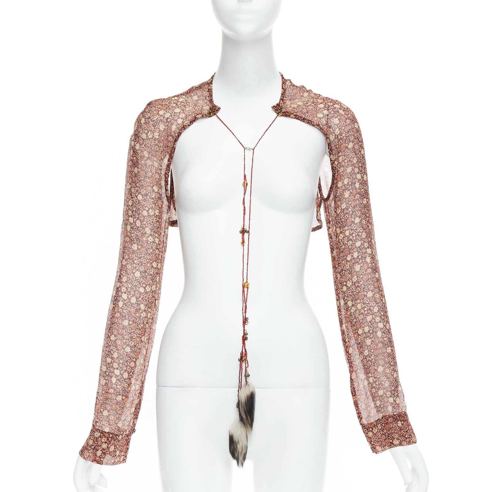 Dries Van Noten Fur Floral Crop Top