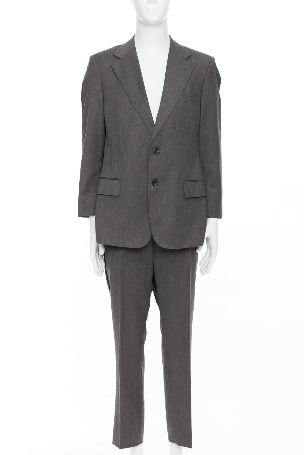 Gucci Grey Cropped Sleeve Suit Grey Wool Very good - Front View