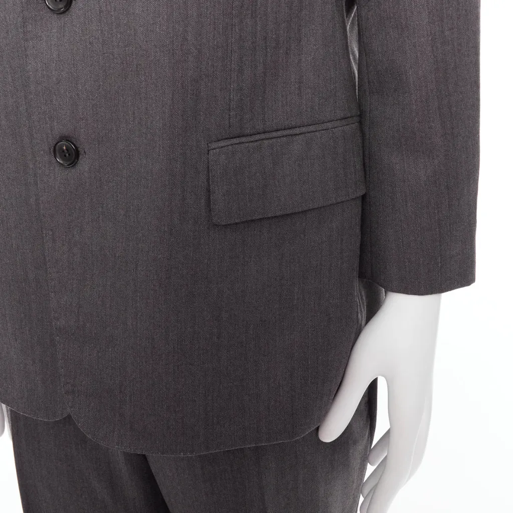 Gucci Grey Cropped Sleeve Suit Grey Wool Very good - Back View