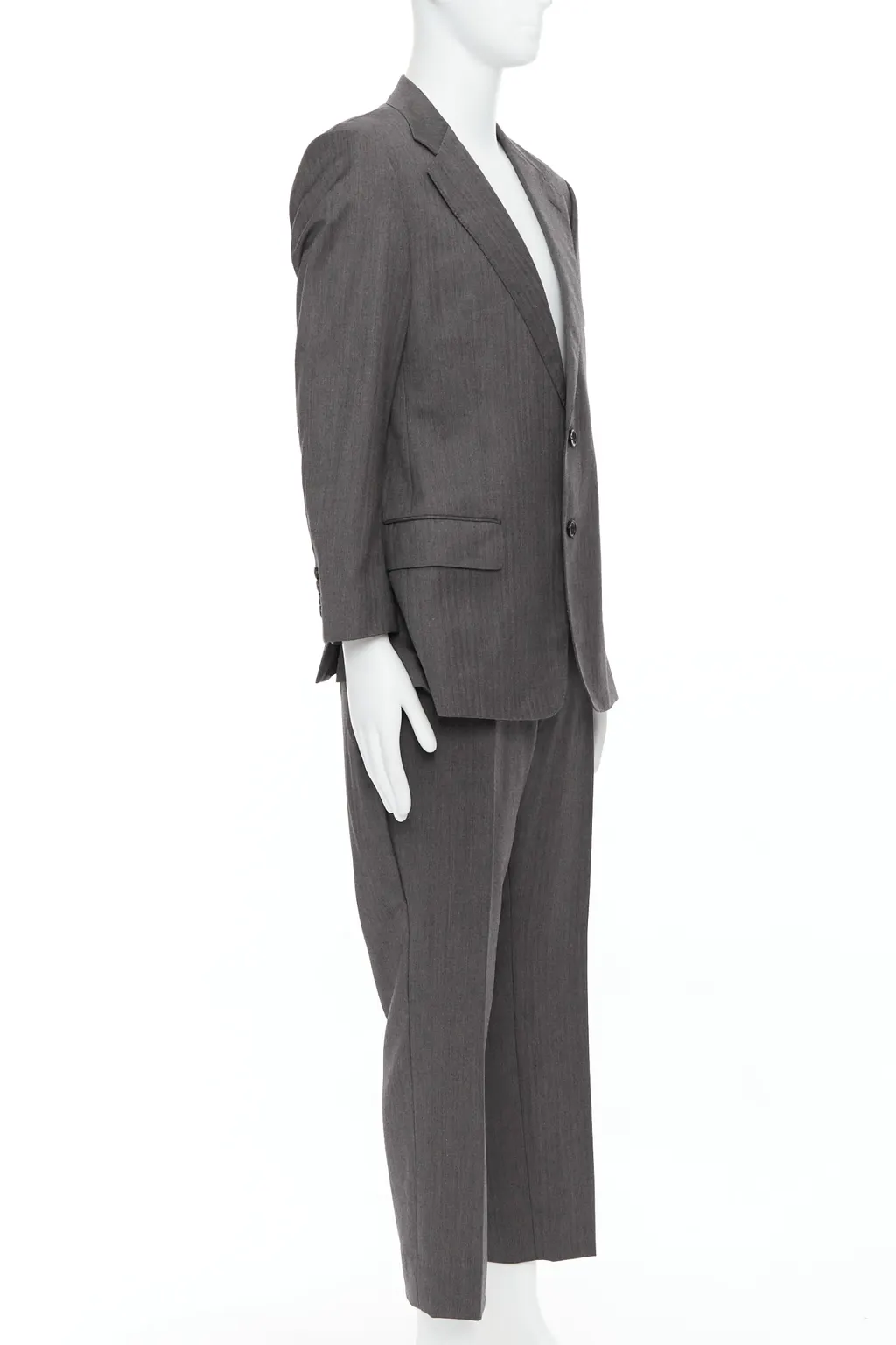 Gucci Grey Cropped Sleeve Suit Grey Wool Very good - Inside View