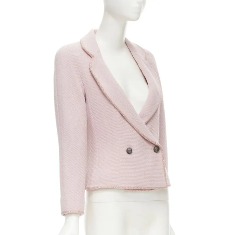Dior Pink Tweed Ribbon Jacket Pink Wool Very good - Back View