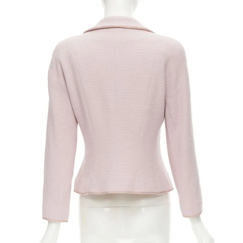 Dior Pink Tweed Ribbon Jacket Pink Wool Very good - Model View