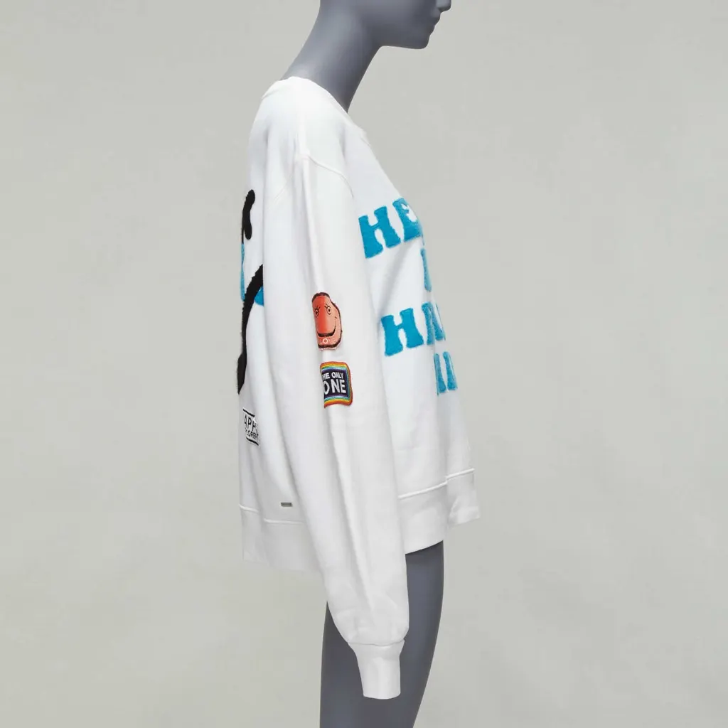 Amiri Badge Smiley Hoodie White Cotton Good - Model View
