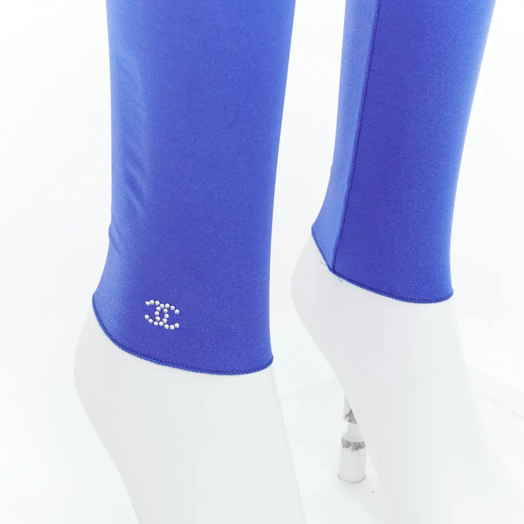 Chanel Crystal Logo Leggings Blue Polyamide Fair - Back View