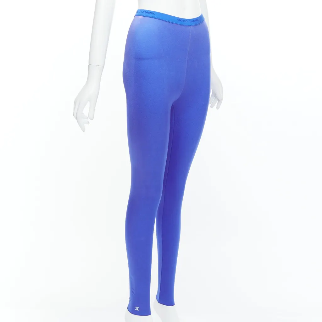 Chanel Crystal Logo Leggings Blue Polyamide Fair - Inside View