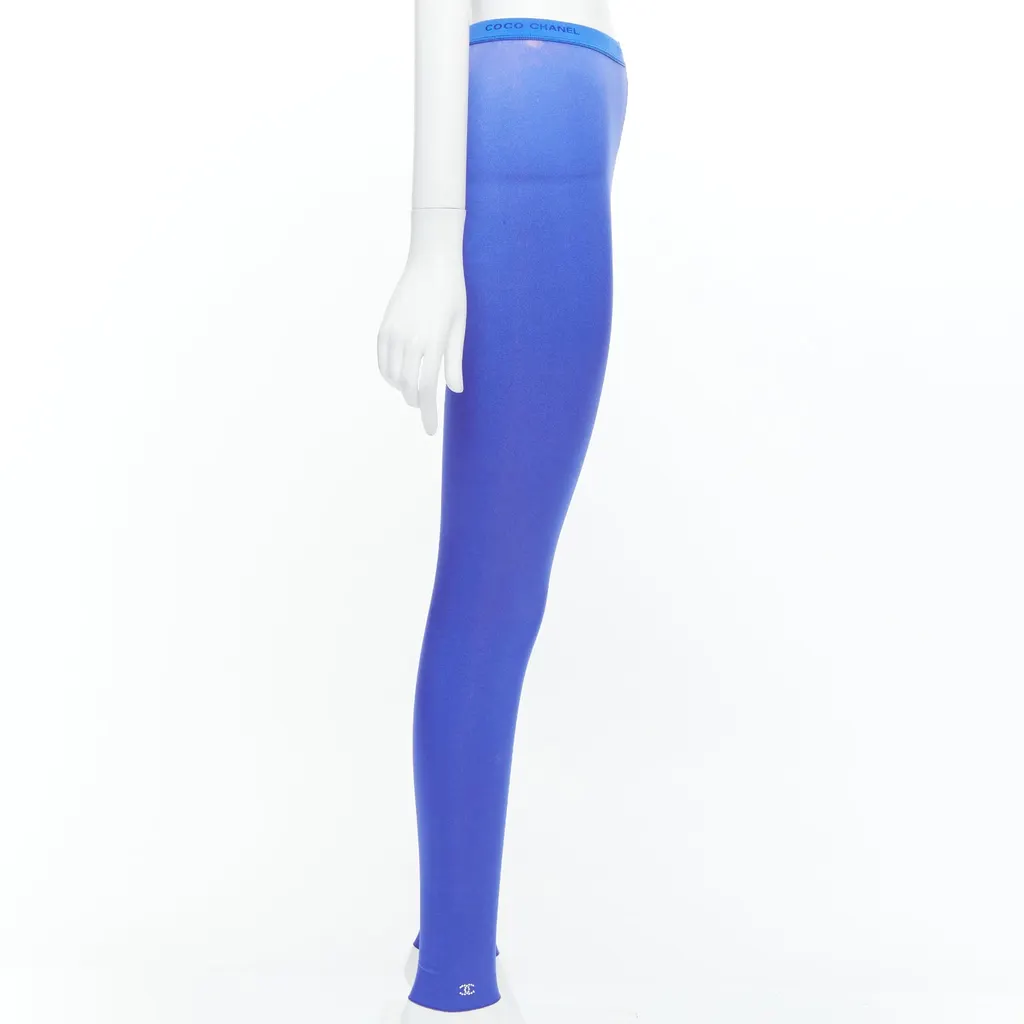 Chanel Crystal Logo Leggings Blue Polyamide Fair - Model View