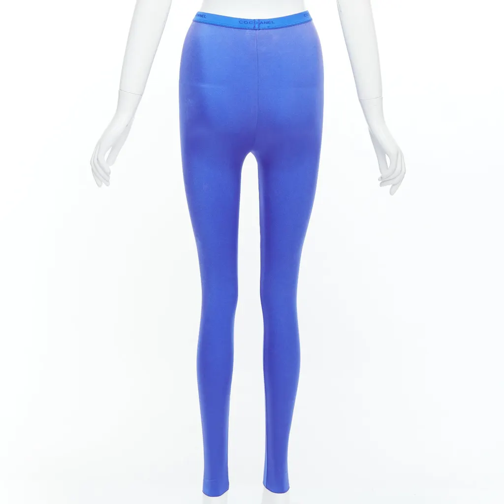 Chanel Crystal Logo Leggings Blue Polyamide Fair - Box View