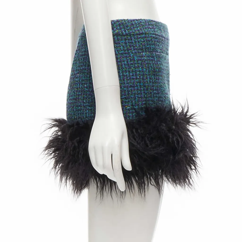 Saint Laurent Trim Tweed Skirt Blue Tweed Never worn, with tag - Inside View