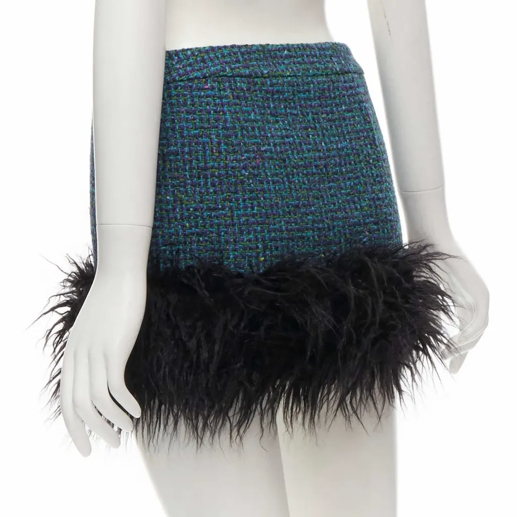 Saint Laurent Trim Tweed Skirt Blue Tweed Never worn, with tag - Box View