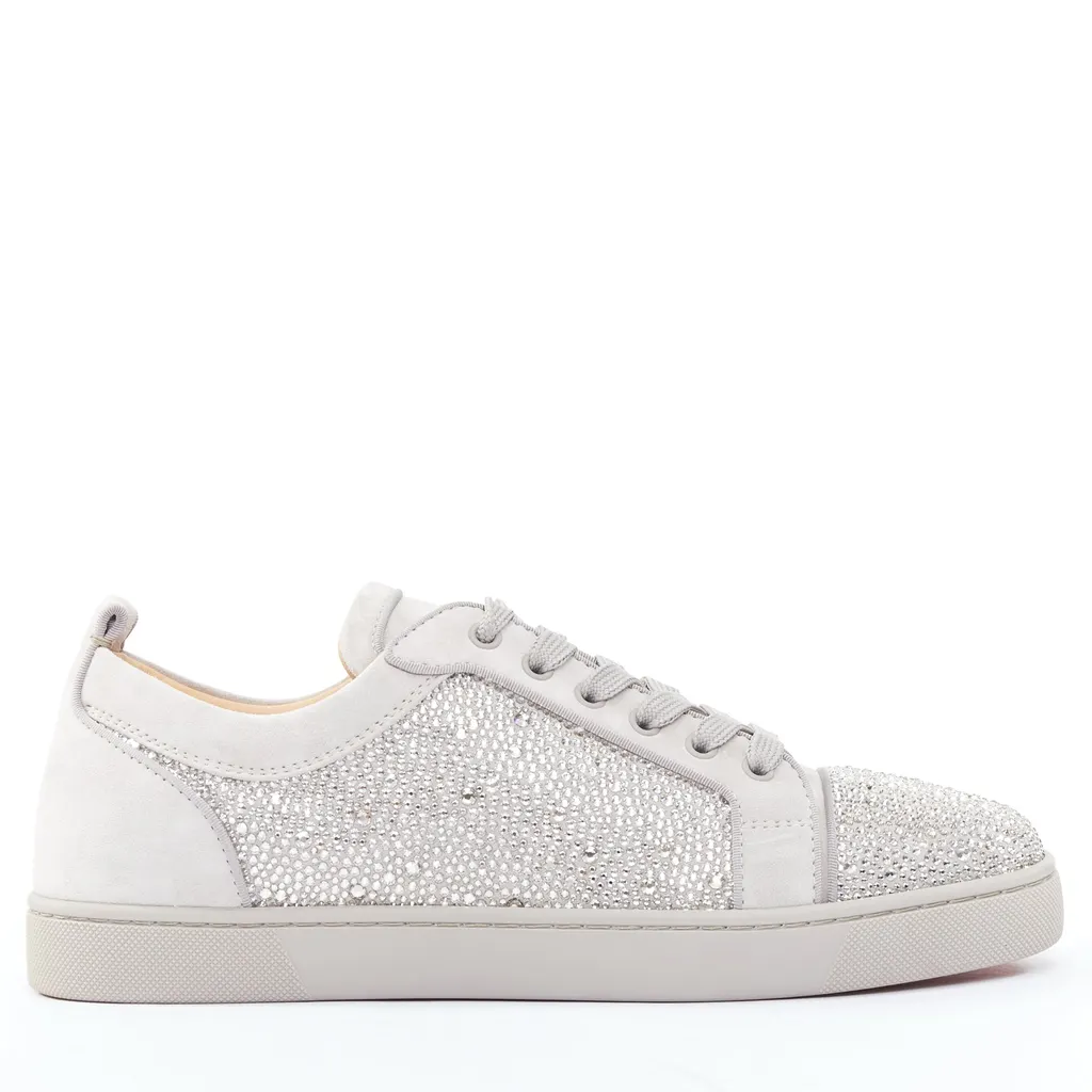 Christian Louboutin Louis Junior Strass Flat Grey Suede Never worn - Back View