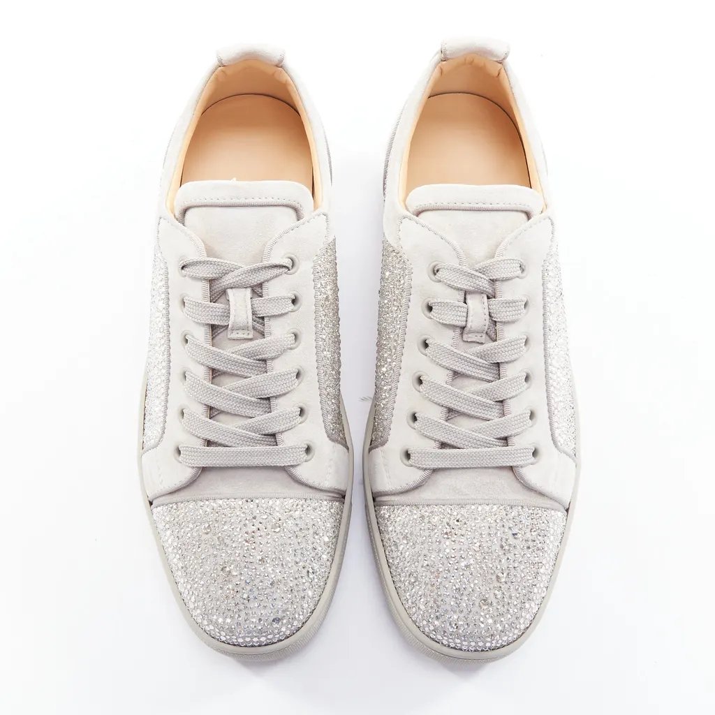 Christian Louboutin Louis Junior Strass Flat Grey Suede Never worn - Inside View