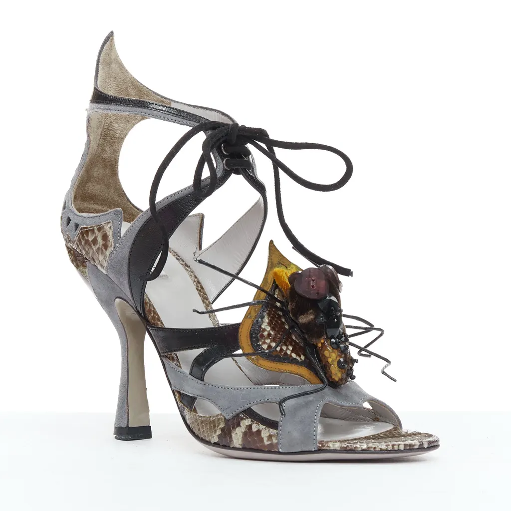 Miu Miu Spider Sandals Grey Leather Very good - Inside View