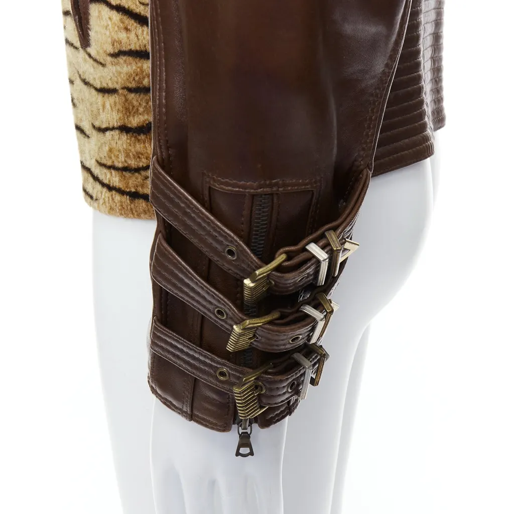 Gianni Versace Tiger Leather Bomber Brown Leather Good - Back View